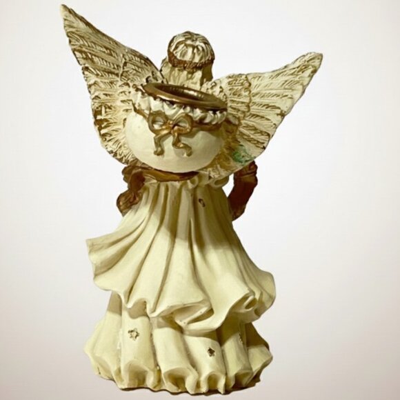 Vintage Praying Angel Figurine with Gold Details & Taper Candle Holder - Picture 9 of 16